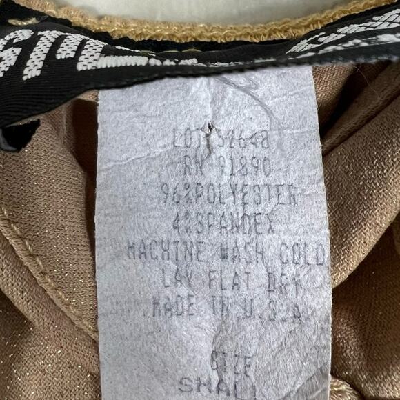 Vintage Street Code Mini Dress Womens S Gold Metallic Tie Waist Cocktail Y2K - Picture 5 of 5